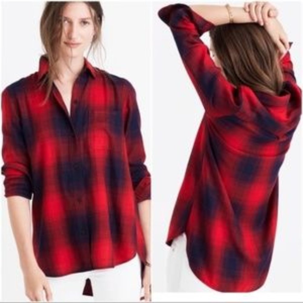 Madewell Classic Ex-Boyfriend Shirt Wilder Plaid Sz Small